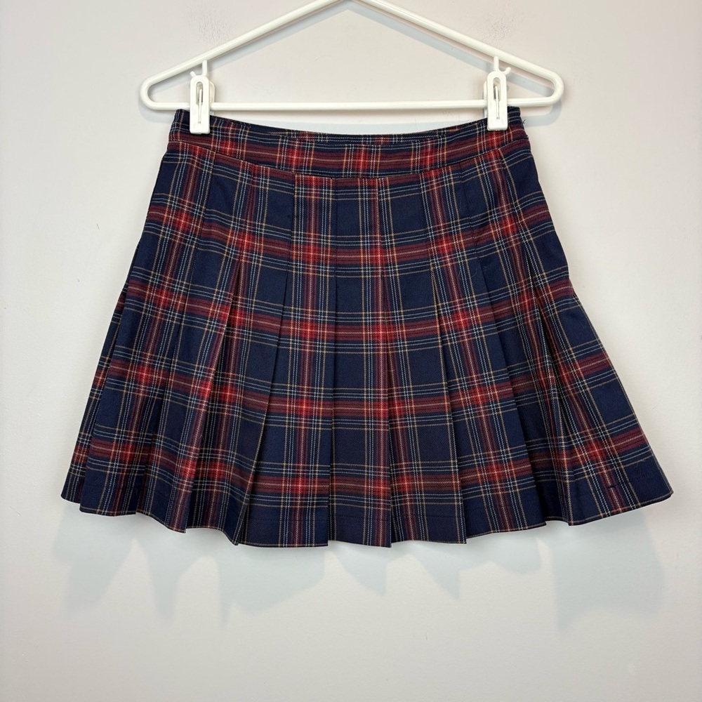 Forever 21 Navy and Red Plaid Skater Skirt
